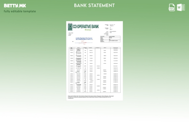 Модерен стил шаблон за збор за извод од банкарска кооператива во Кенија